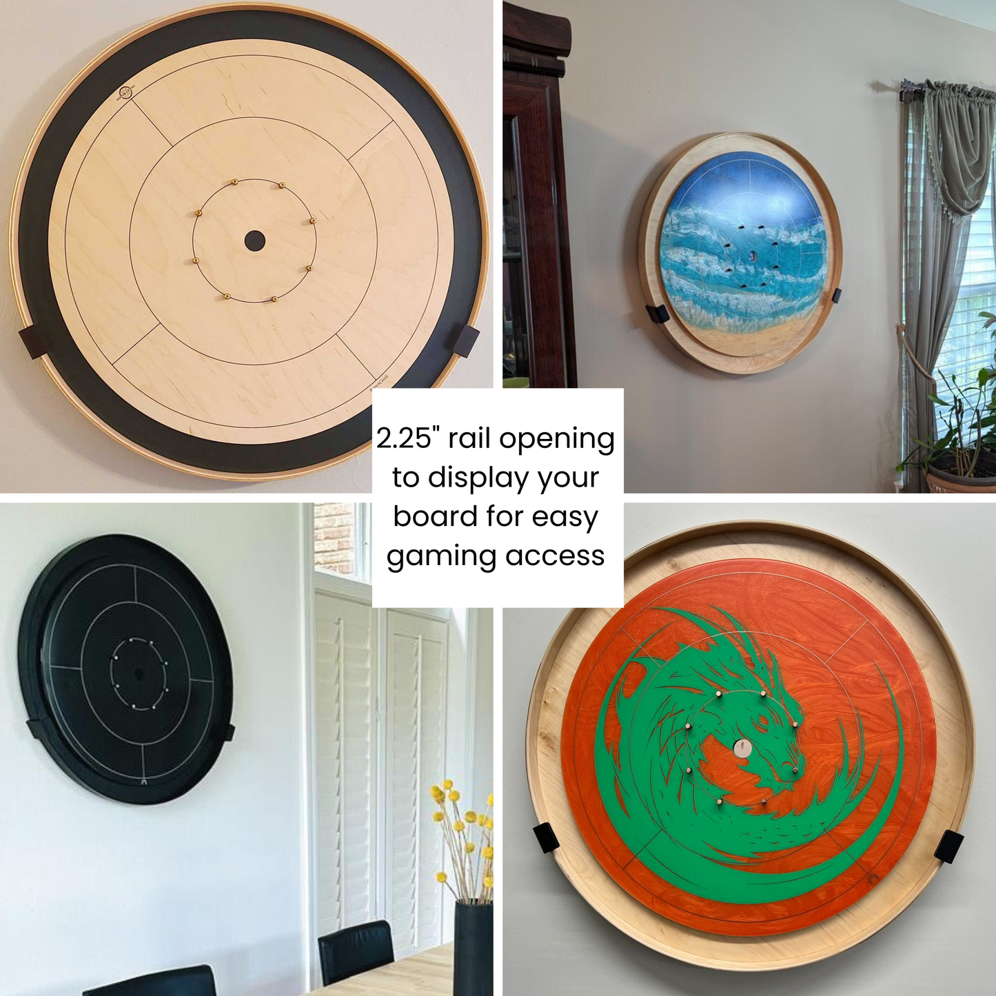 Crokinole Wall Mount Display Hanger, L Bracket Hooks