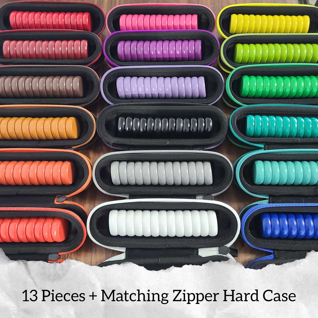 Custom Printed Premium Glazed Wooden Crokinole Discs, With Hard Carry Case, 13 Discs