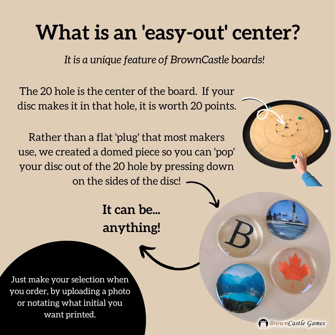 easy-out crokinole 20 hole center