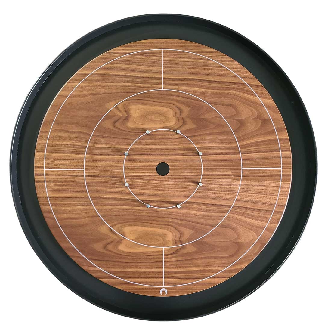 walnut and black crokinole game board