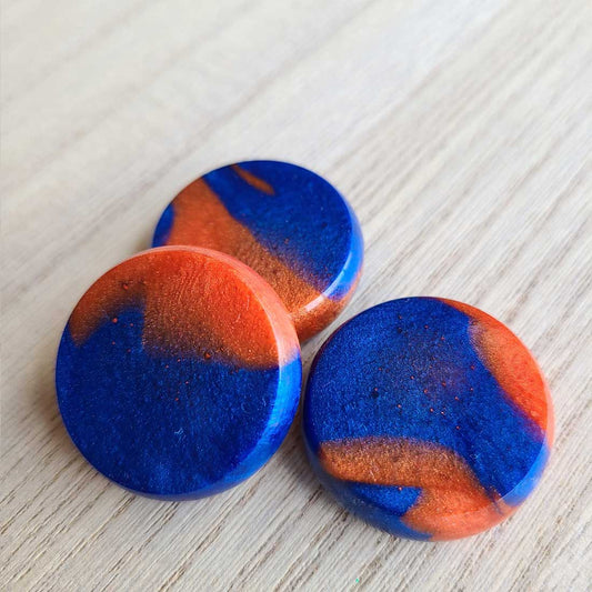 Resin Crokinole Discs, Blue and Orange