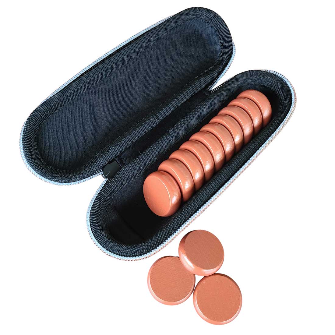 Premium Glazed Wooden Crokinole Discs with Hard Carry Case, 13 Discs