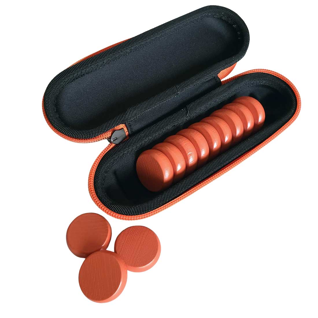 Premium Glazed Wooden Crokinole Discs with Hard Carry Case, 13 Discs