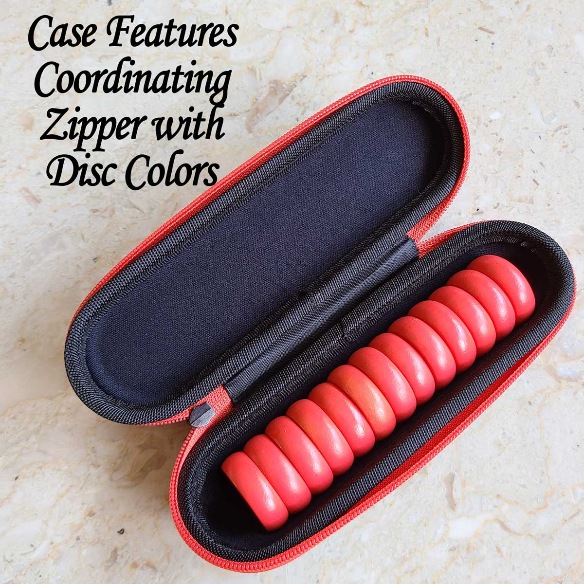 Crokinole Accessories - Custom Two-Tone, Color Fill Engraved Premium Glazed Wooden Crokinole Discs, With Hard Carry Case, 13 Discs