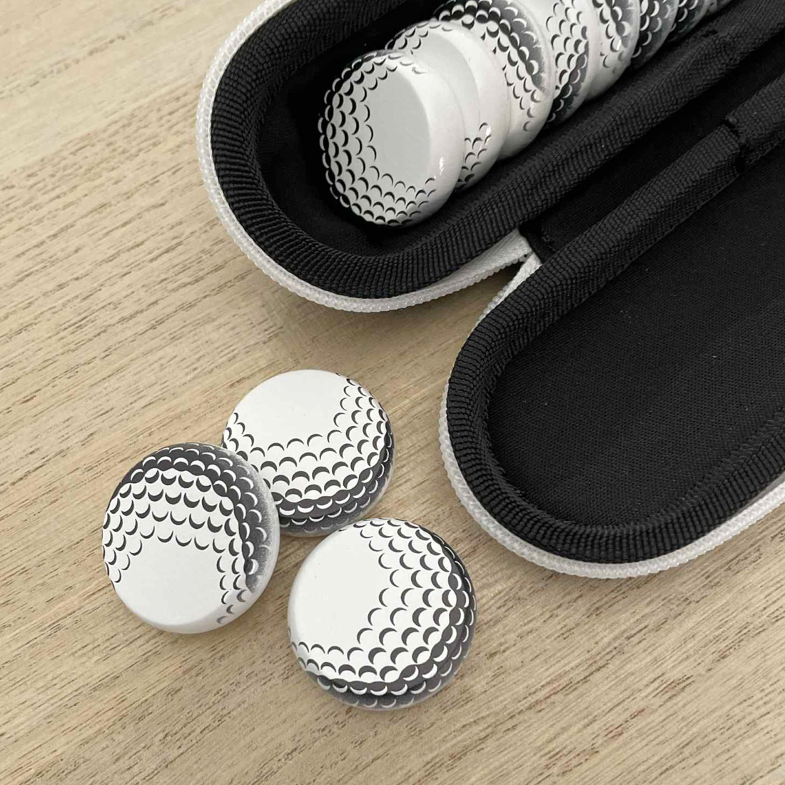 Sports Balls Wooden Crokinole Discs, 13 Pieces With Hard Carry Case