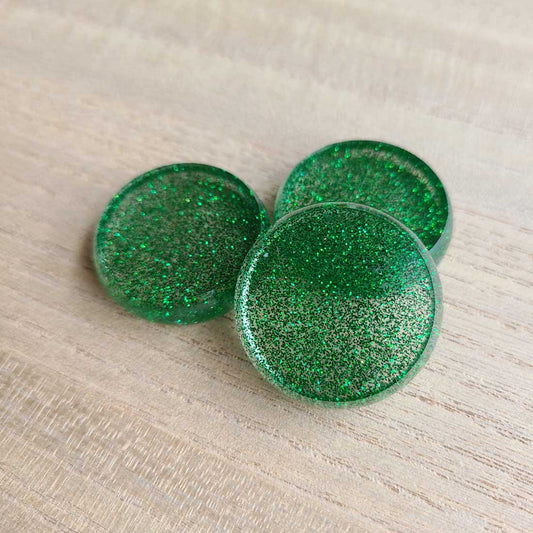 Crokinole Accessories - Resin Crokinole Discs, Green Glitter