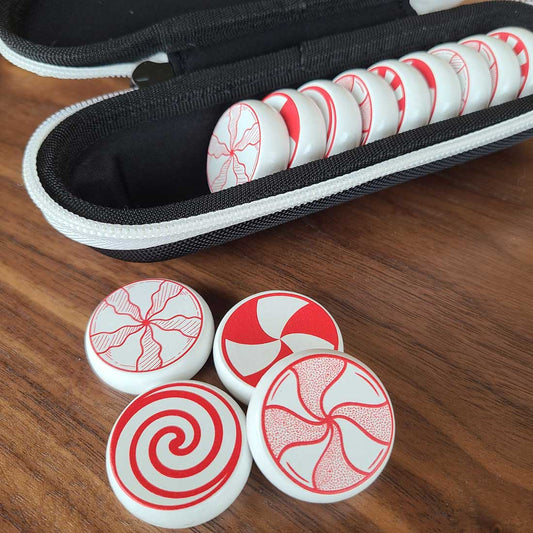 Peppermint Crokinole Discs, 13 Pieces With Hard Carry Case