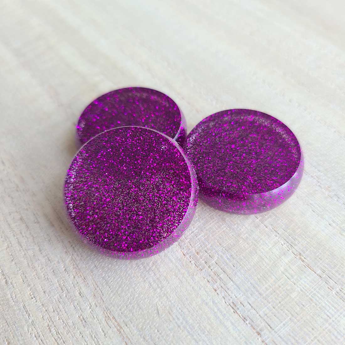 Resin Crokinole Discs, Purple Glitter