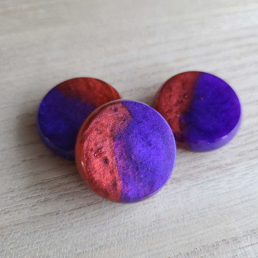 Resin Crokinole Discs, Red & Purple