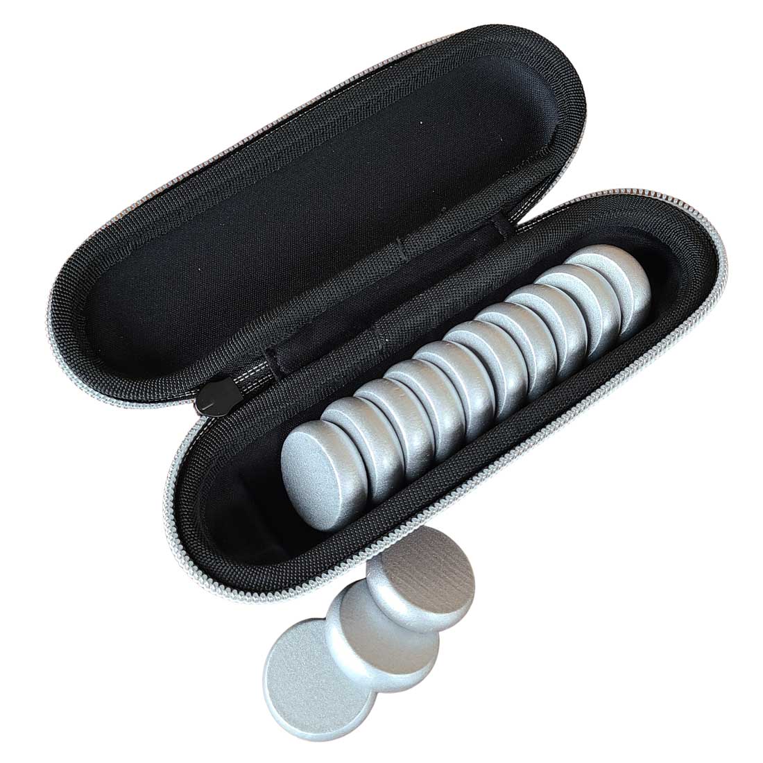 Premium Glazed Wooden Crokinole Discs with Hard Carry Case, 13 Discs