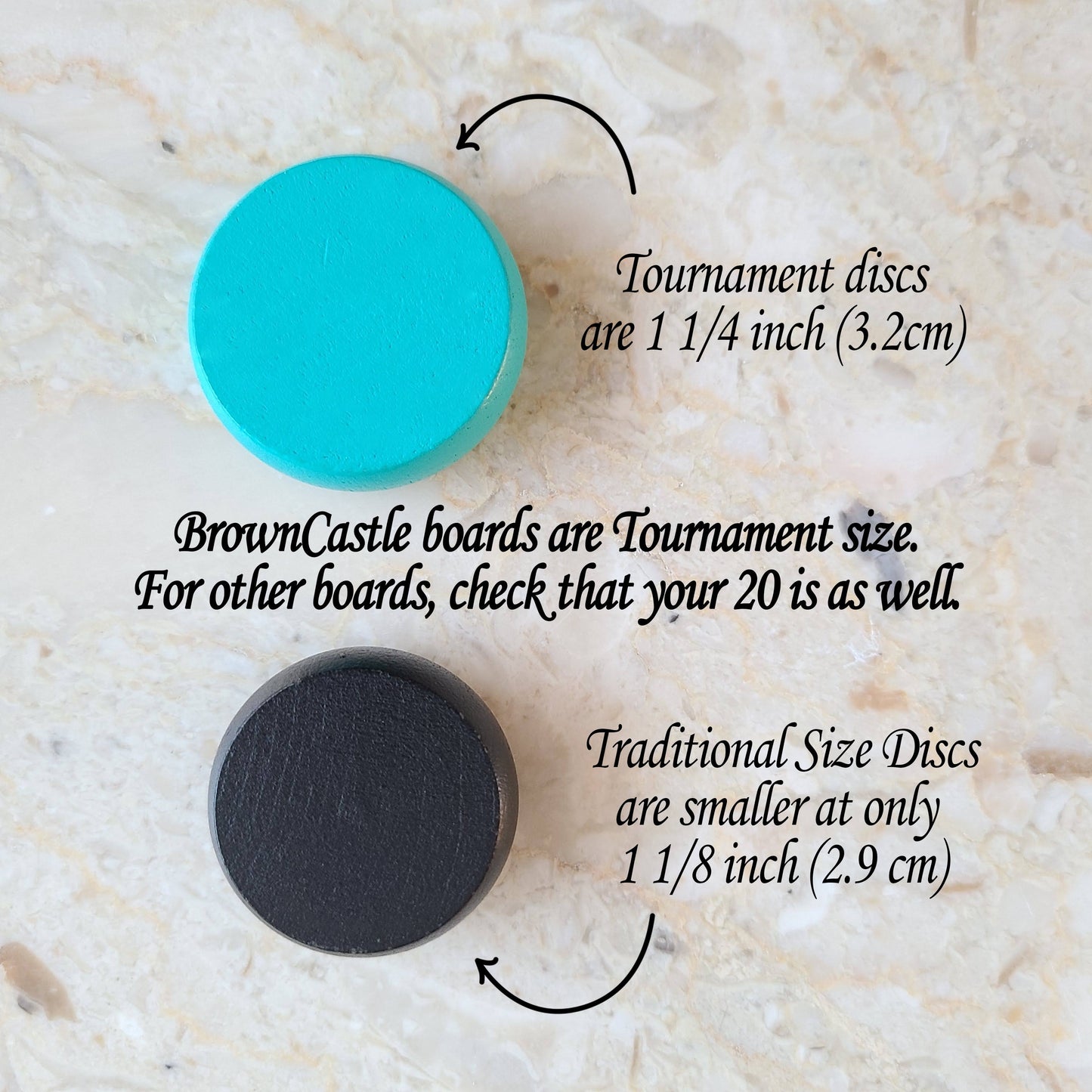 Custom Two-Tone, Color Fill Engraved Premium Glazed Wooden Crokinole Discs, With Hard Carry Case, 13 Discs